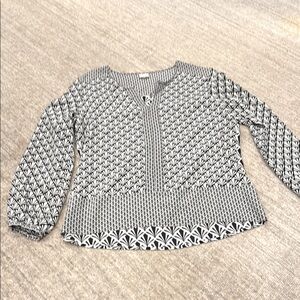 Ecru Black and White Geometric Top size M - Silk